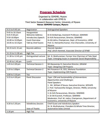 Program schedule .
